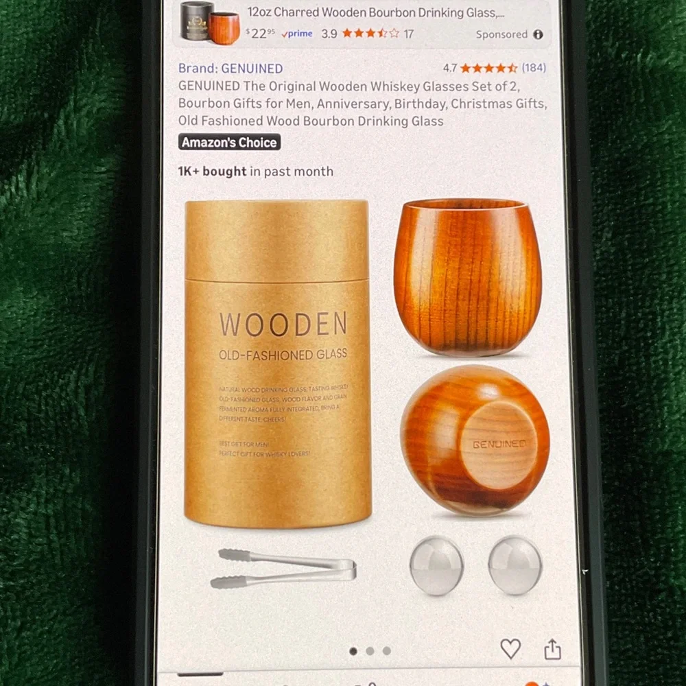 Genuine Wooden Whiskey Cup Set with Accessories